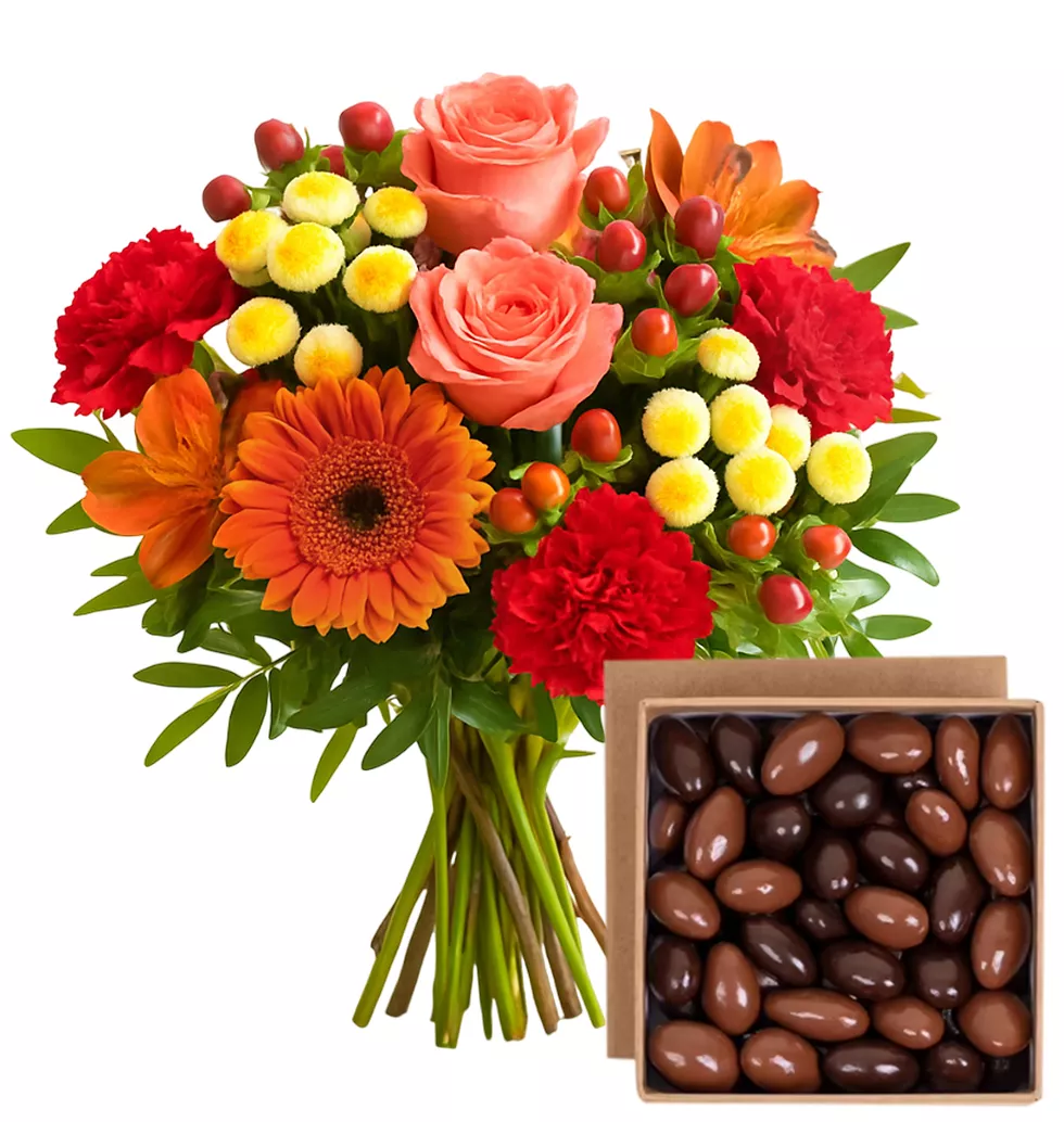 Colorful Bliss Bouquet & Chocolate Almonds