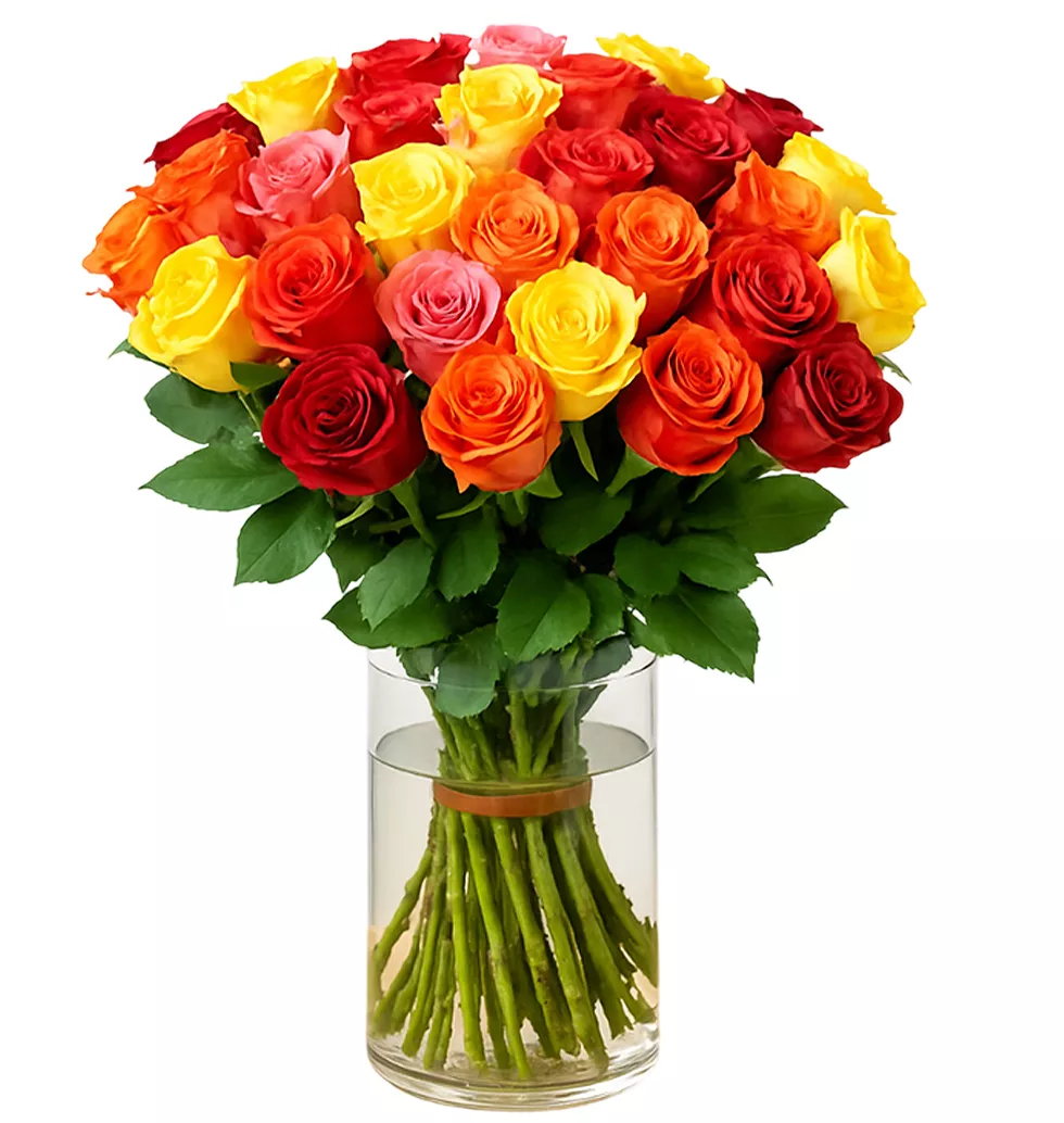 Joyful Multicolor Rose Bouquet