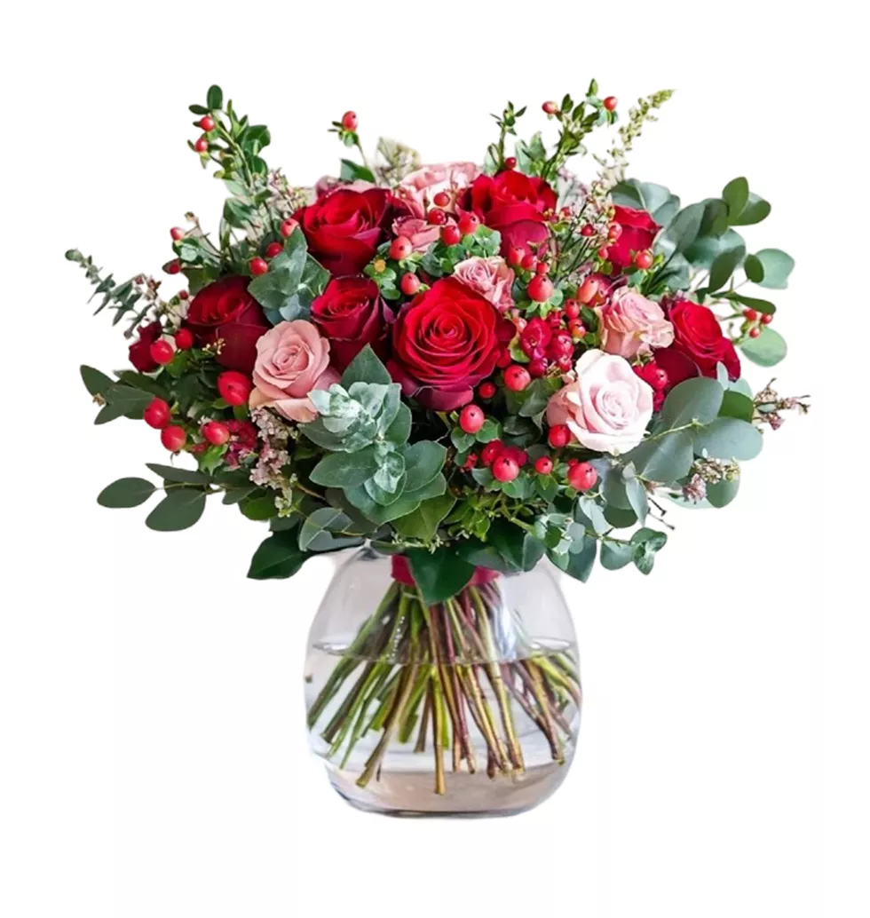 Red & Pink Rose Alstroemeria Bouquet