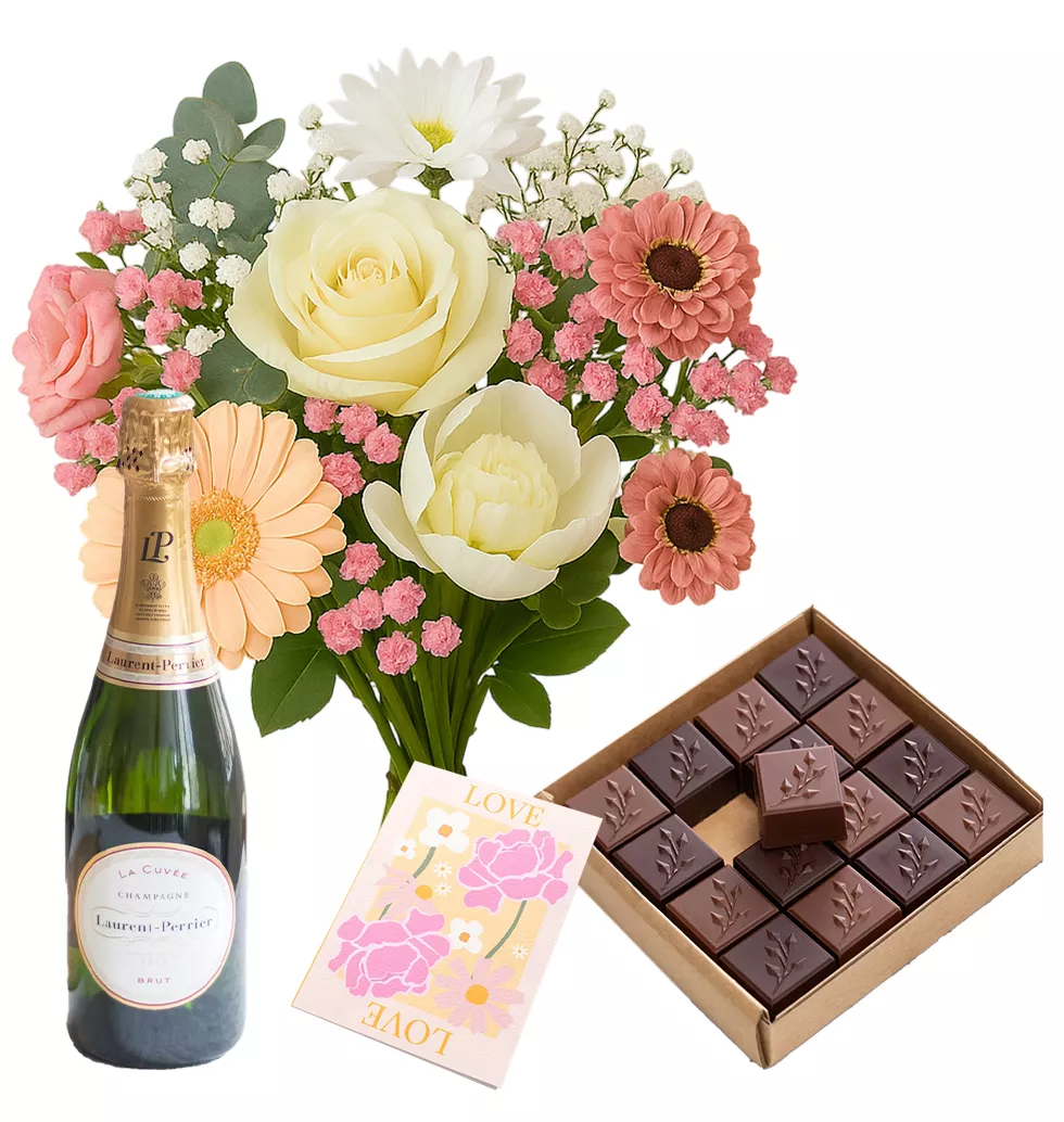 Champagne, Chocolate & Bouquet Gift